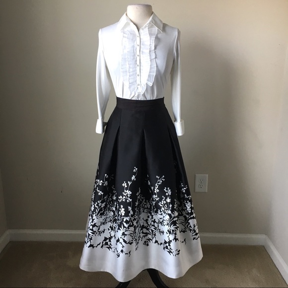 White House Black Market Dresses & Skirts - floral print satin midi formal skirt size 16W
